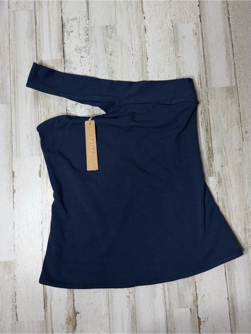 SKIMS One-Shoulder Navy Tank Top